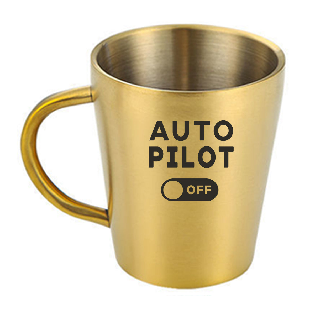 Auto Pilot Off Designed Stainless Steel Coffee Mugs