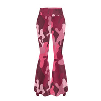 Thumbnail for Military Camouflage Red Designed Women Yoga Flared Pants