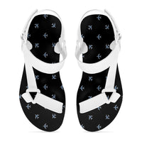 Thumbnail for Nice Airplanes (Black) Designed Open Toe Sandals (Slippers)