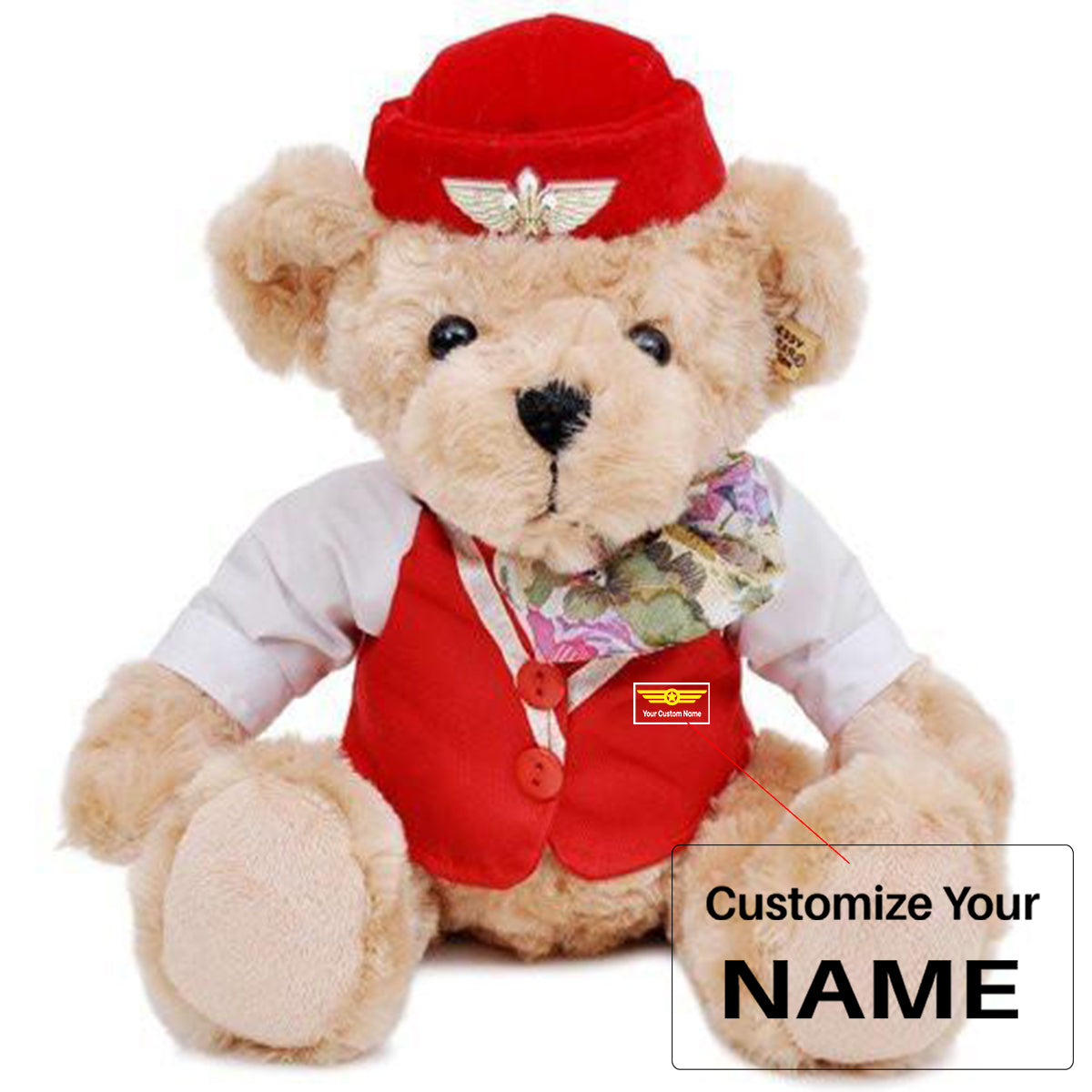 Custom Name (Badge 1) Captain Pilot & Cabin Crew Teddy Bear & Dolls