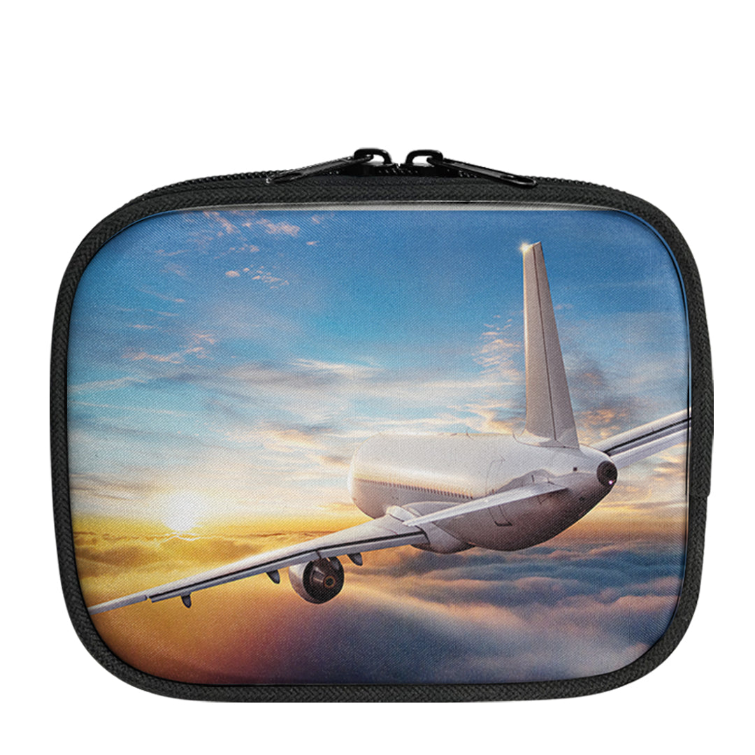 Airliner Jet Cruising over Clouds Designed Travel & Medical Storage Bags