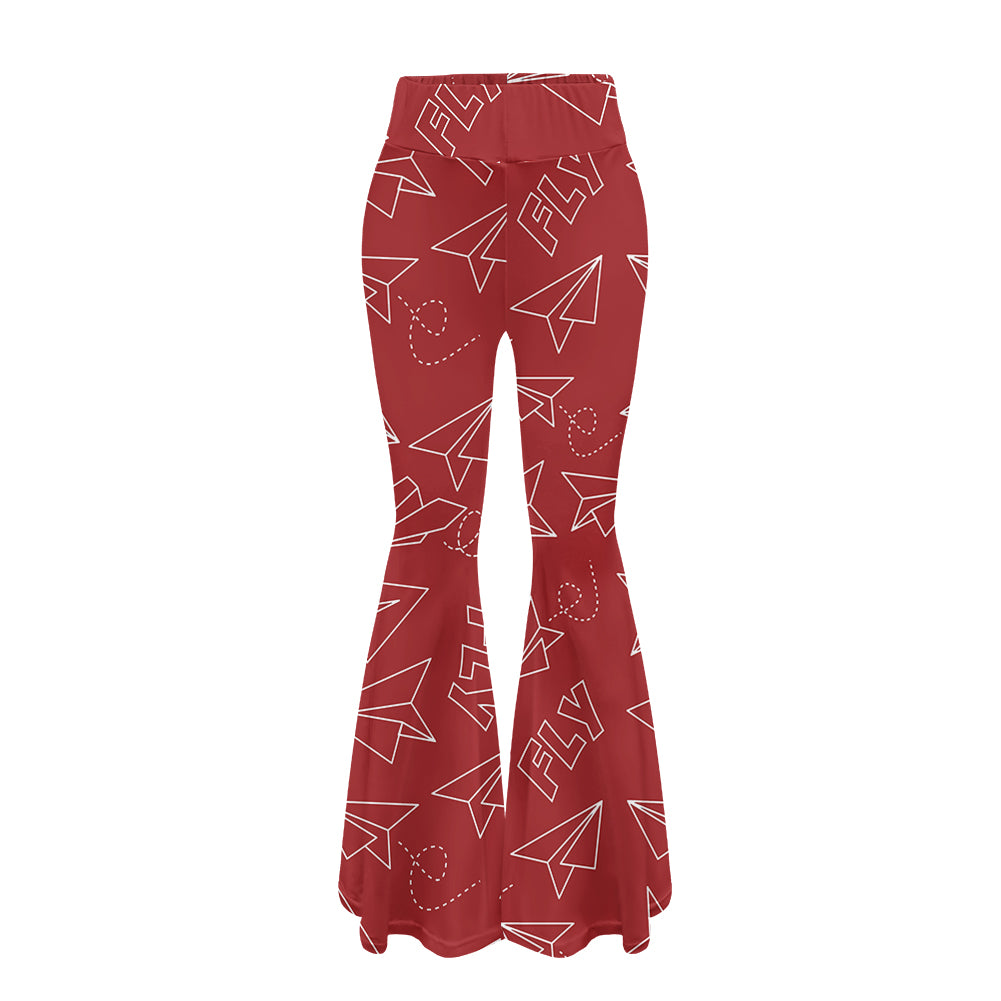 Paper Airplane & Fly (Red) 2 Designed Women Yoga Flared Pants