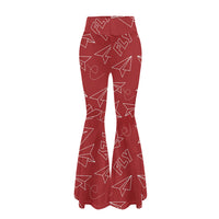 Thumbnail for Paper Airplane & Fly (Red) 2 Designed Women Yoga Flared Pants