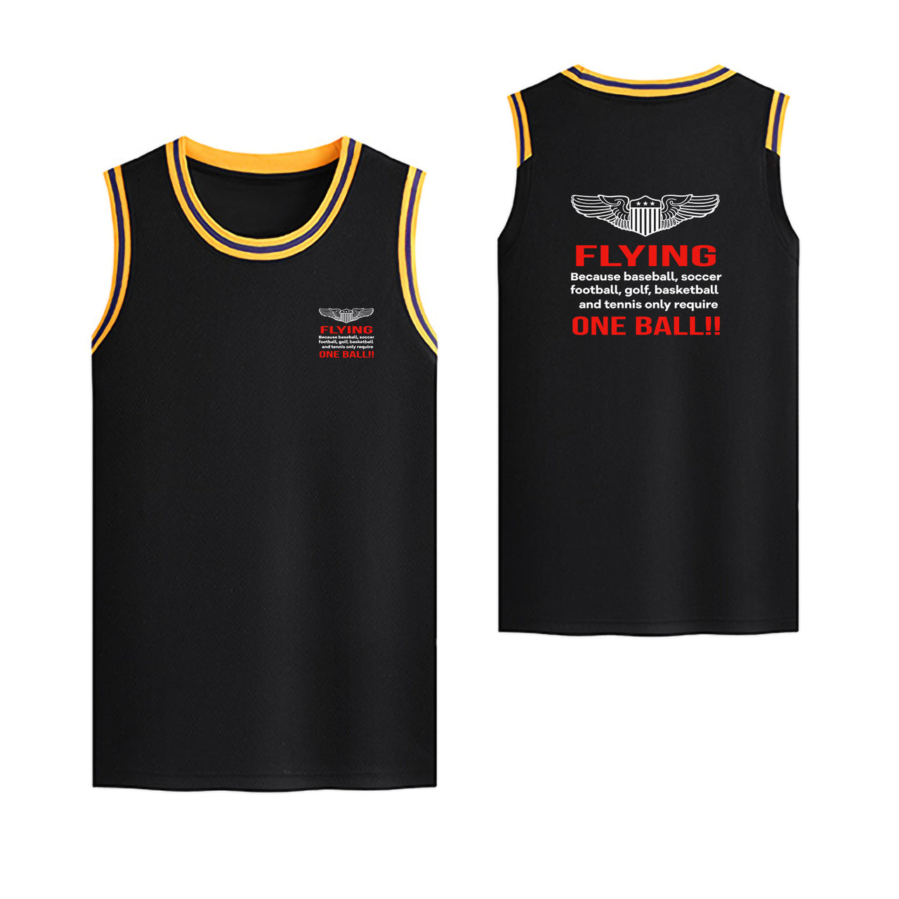 Flying One Ball Designed Basketball Style Sports Tank Tops