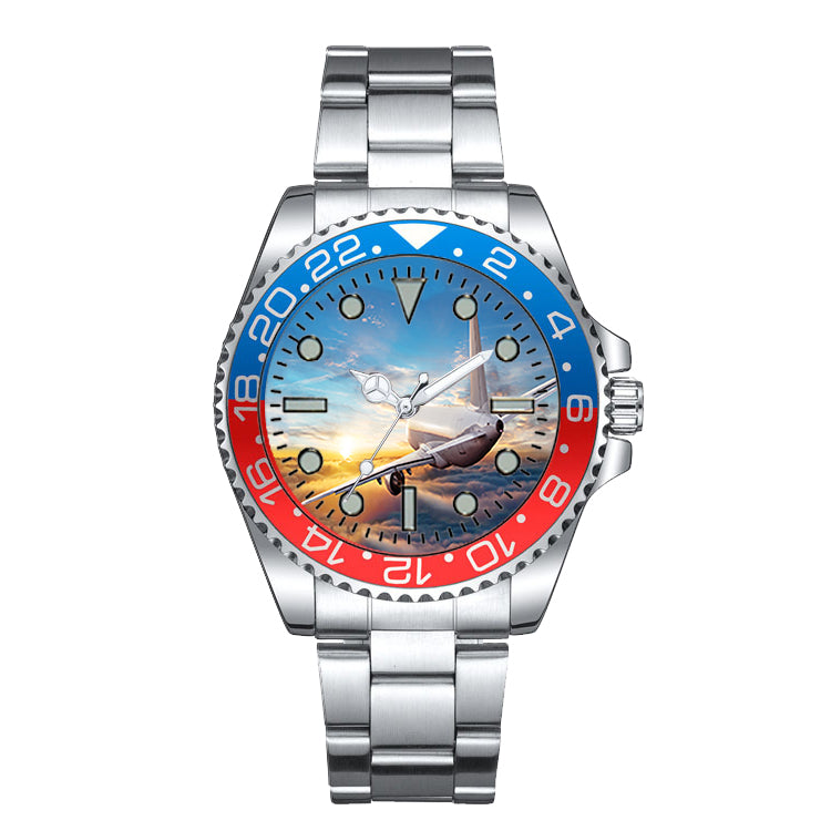 Airliner Jet Cruising over Clouds Designed Luxury Aviators Best Choice Watches