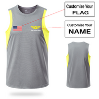 Thumbnail for Your Custom Name & Flag (Badge 4) Designed Sleveless Quick Dry Sports Tank Tops