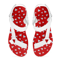 Thumbnail for Paper Airplanes (Red) Designed Open Toe Sandals (Slippers)