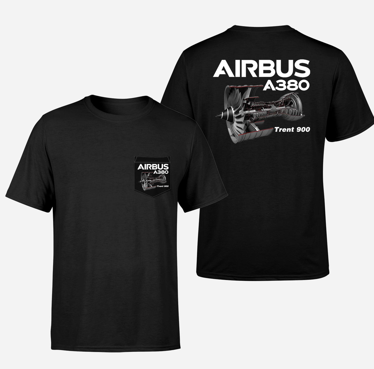 Airbus A380 & Trent 900 Engine Designed Pocket T-Shirts