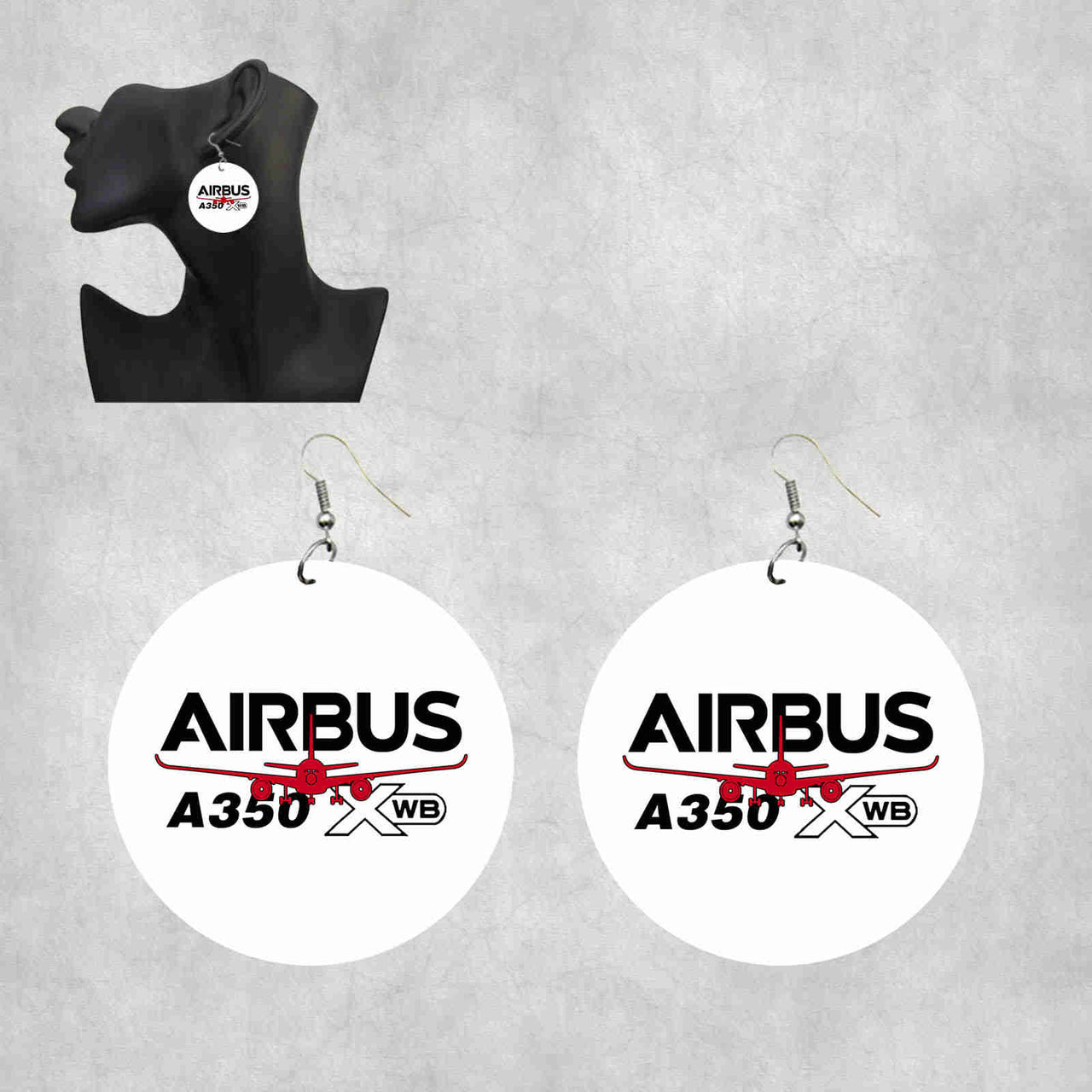 Amazing Airbus A350 XWB Designed Wooden Drop Earrings