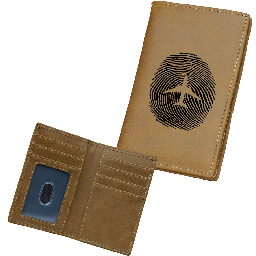 Aviation Finger Print Designed Leather Card Holder Wallets