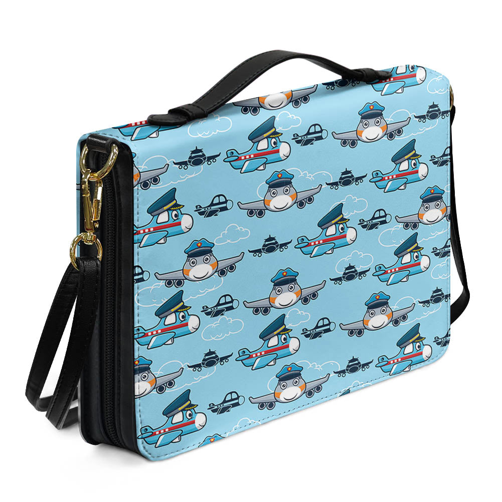 Cartoon & Funny Airplanes 2 Designed PU Accessories Bags Strap Style