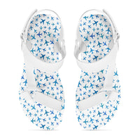 Thumbnail for Many Airplanes White Designed Open Toe Sandals (Slippers)