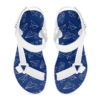 Thumbnail for Paper Airplane & Fly (Blue) Designed Open Toe Sandals (Slippers)