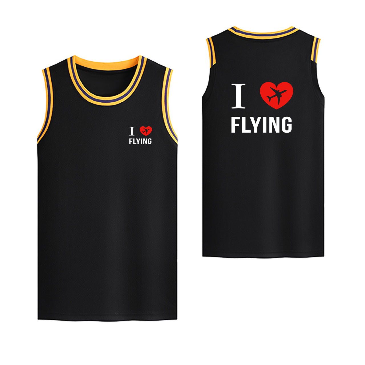 I Love Flying Designed Basketball Style Sports Tank Tops