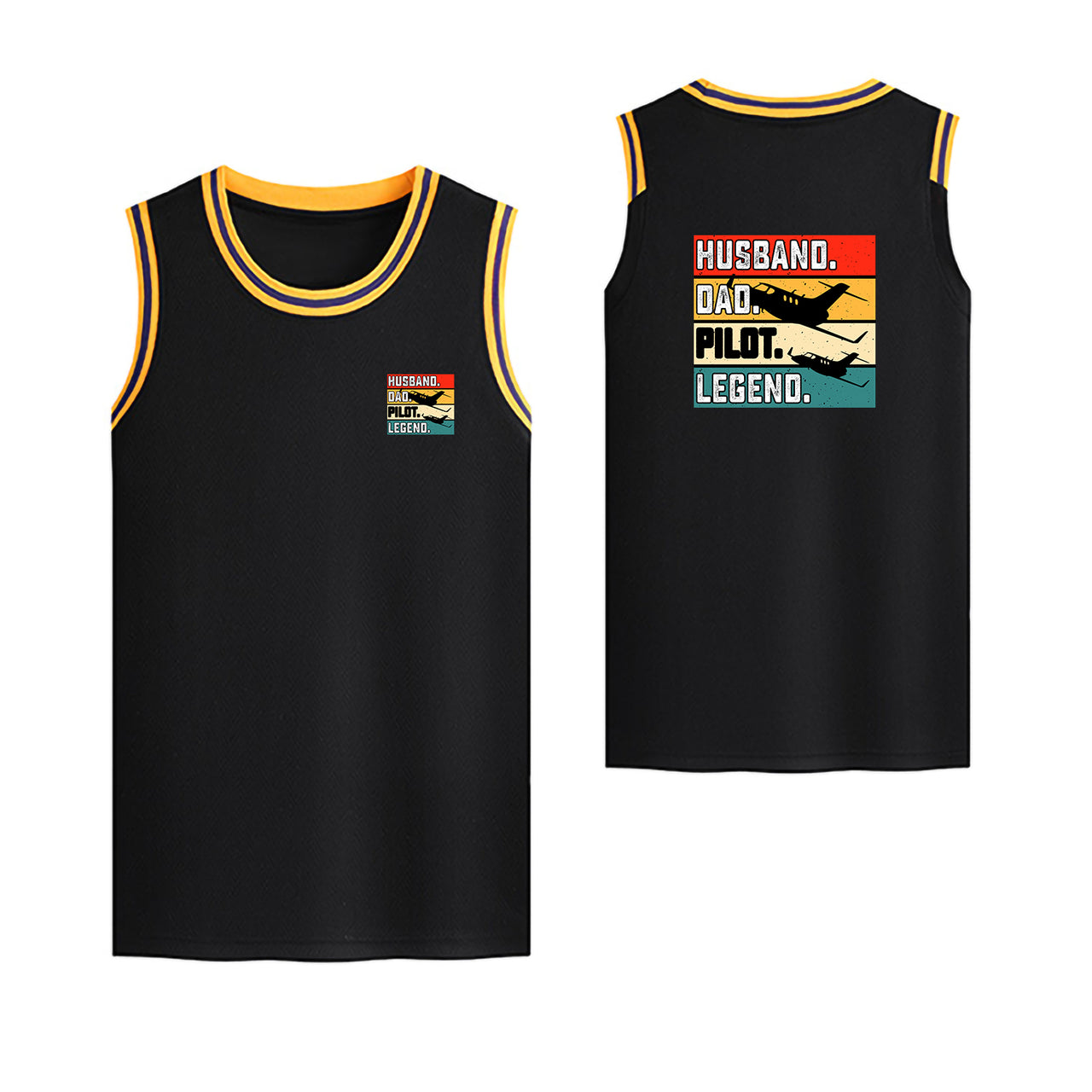 Husband & Dad & Pilot & Legend Designed Basketball Style Sports Tank Tops