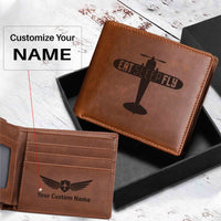 Thumbnail for Eat Sleep Fly & Propeller Designed Laser Leather Wallets