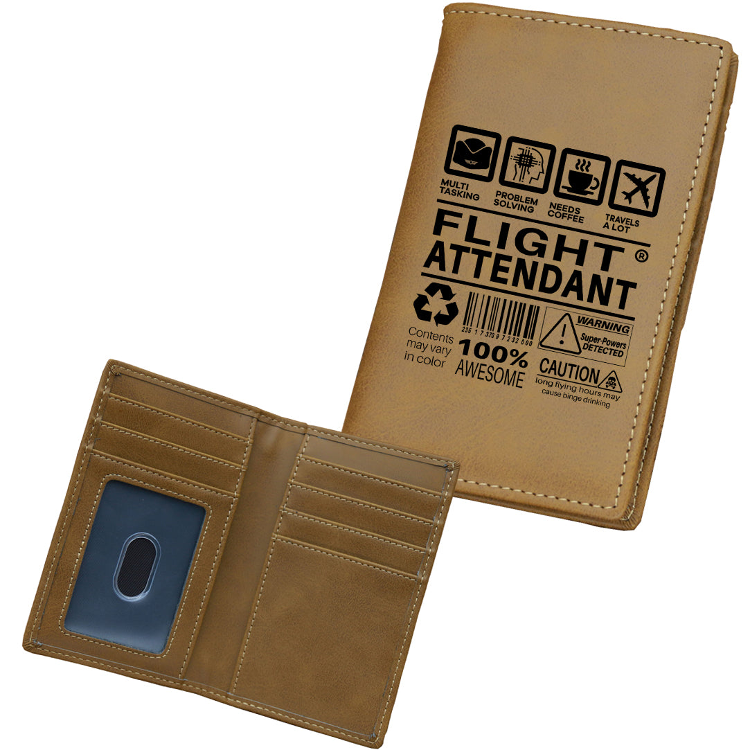 Flight Attendant Label Designed Leather Card Holder Wallets