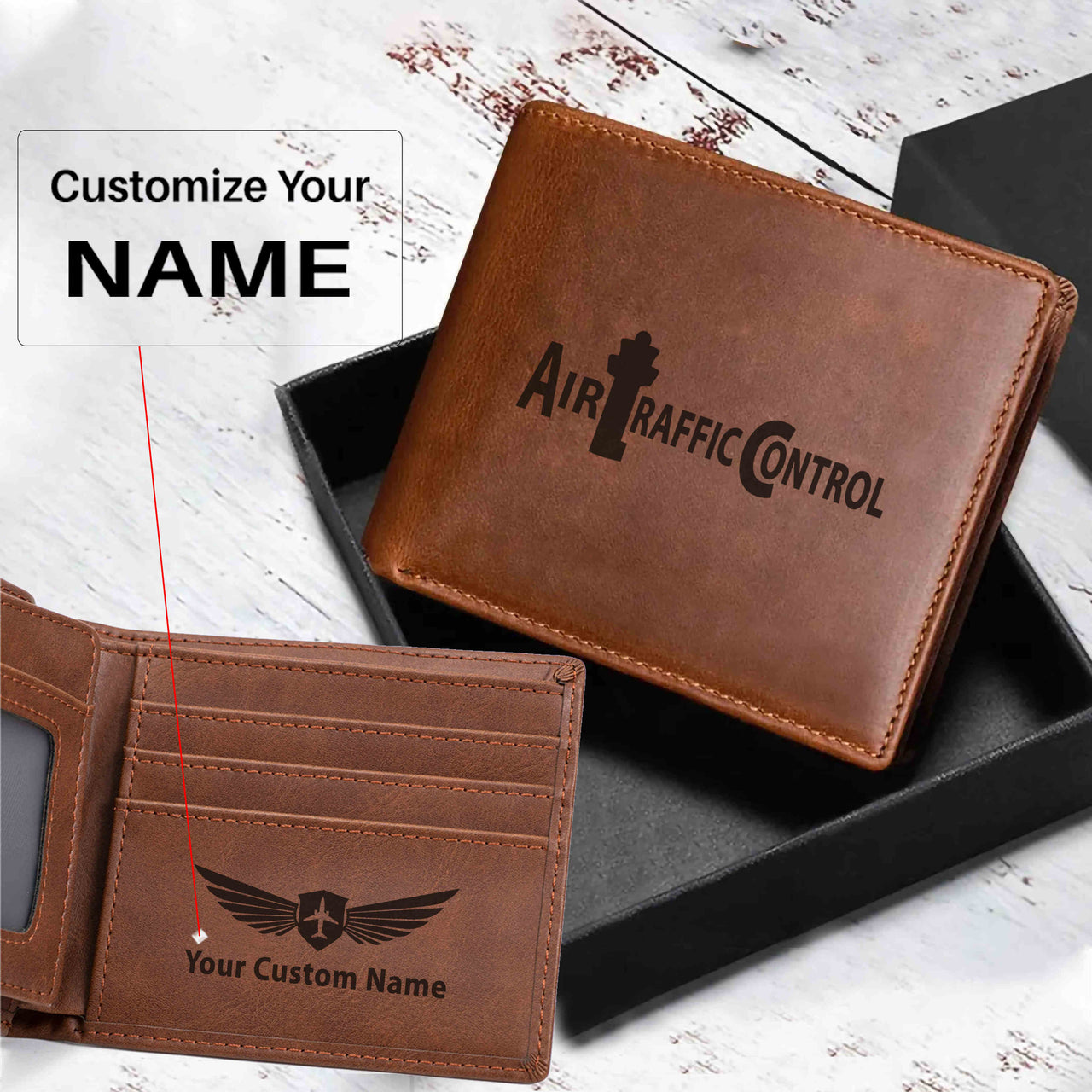 Air Traffic Control Designed Laser Leather Wallets