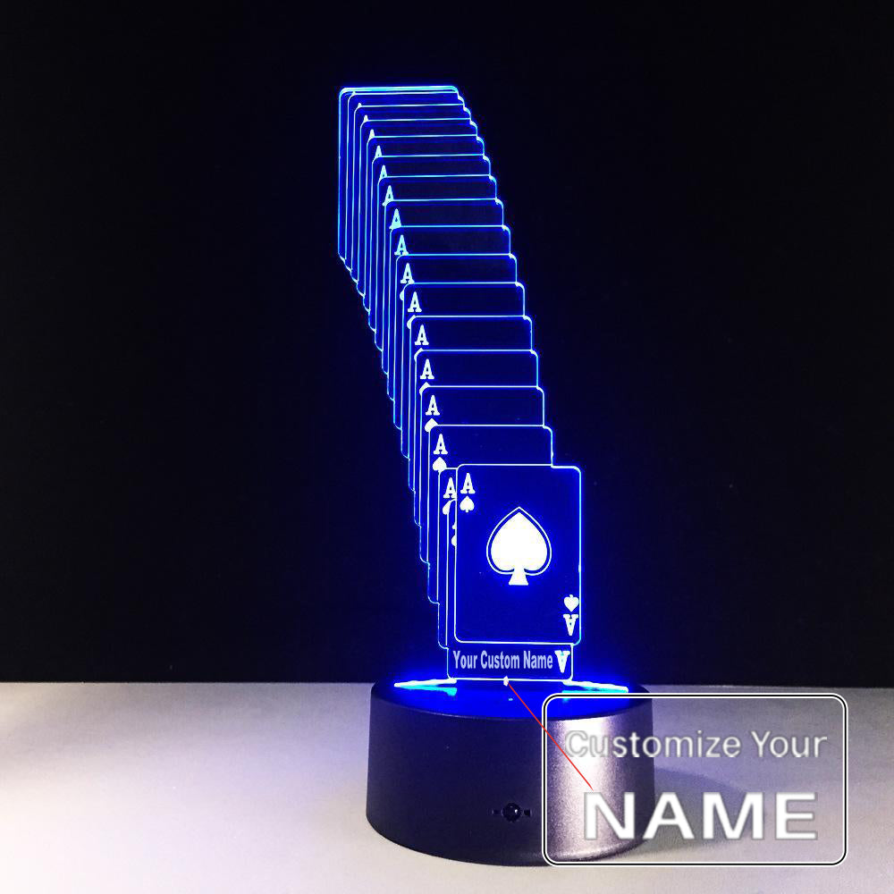 3D Poker Cards Designed Night Lamp