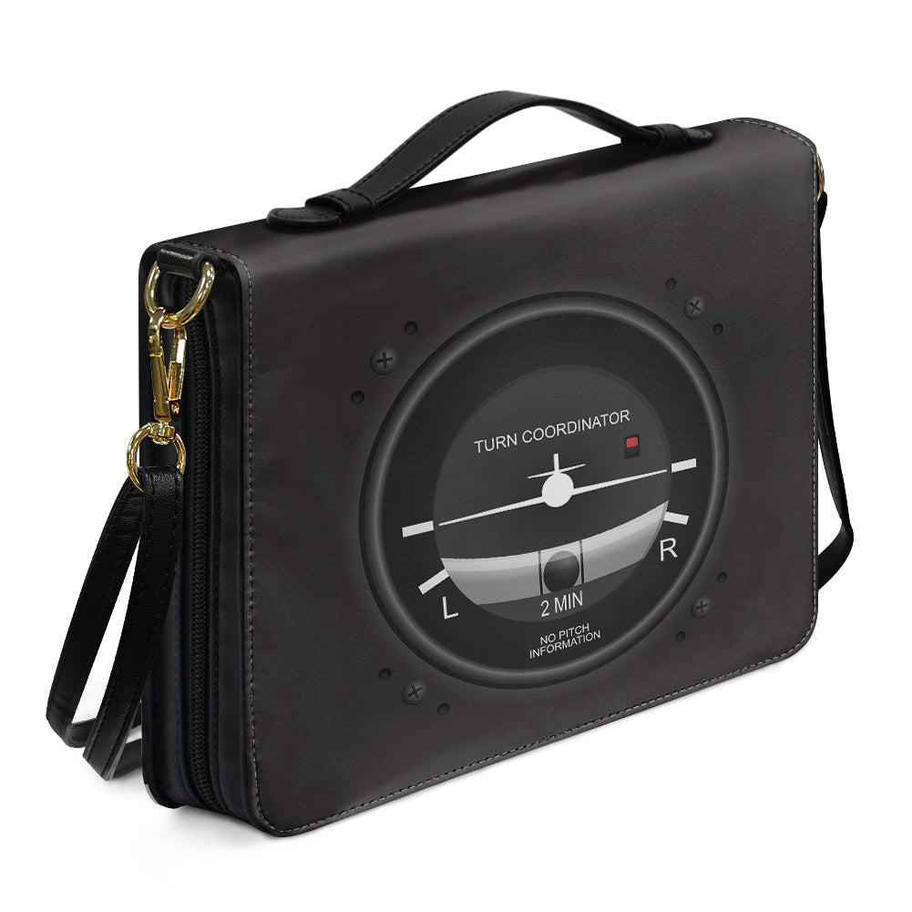 Airplane Instruments-Turn Coordinator Designed PU Accessories Bags Strap Style