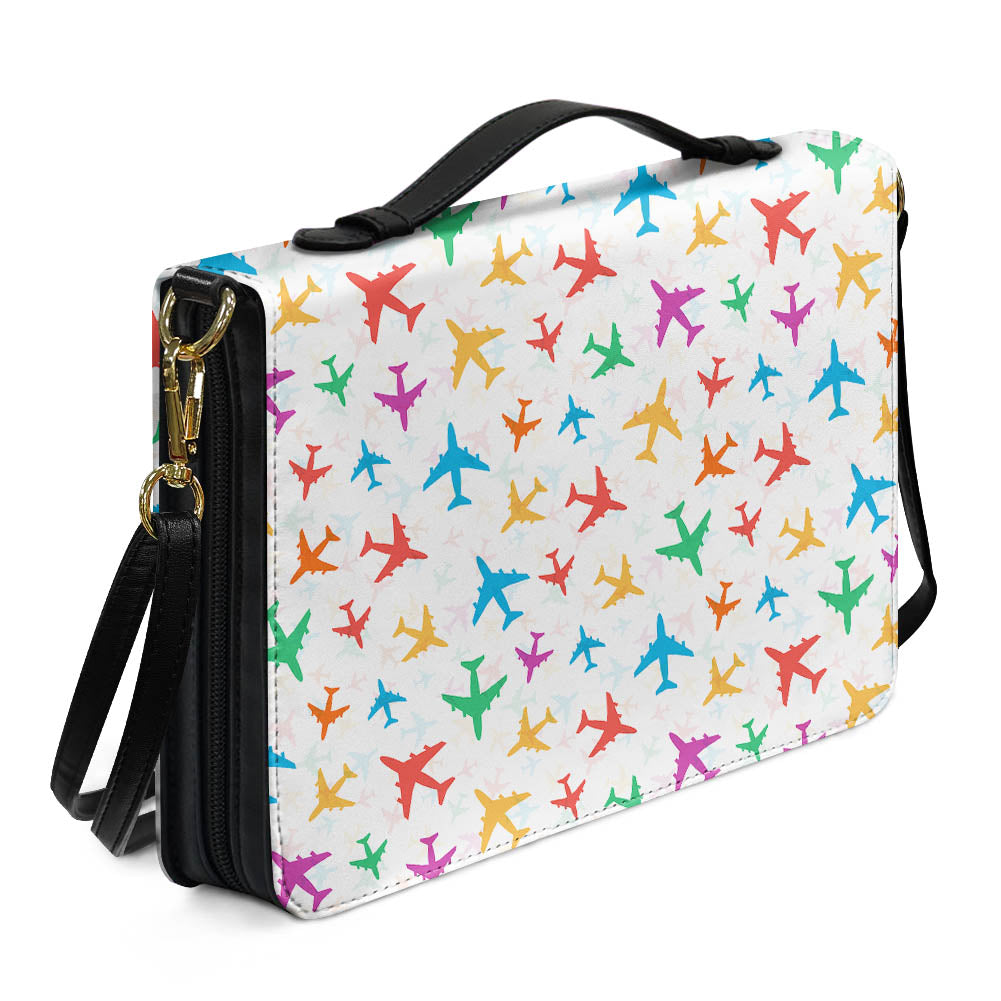 Cheerful Seamless Airplanes 2 Designed PU Accessories Bags Strap Style