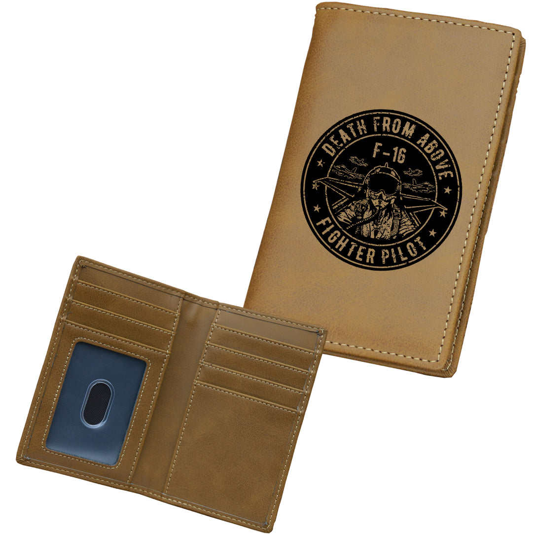 Fighting Falcon F16 - Death From Above Designed Leather Card Holder Wallets