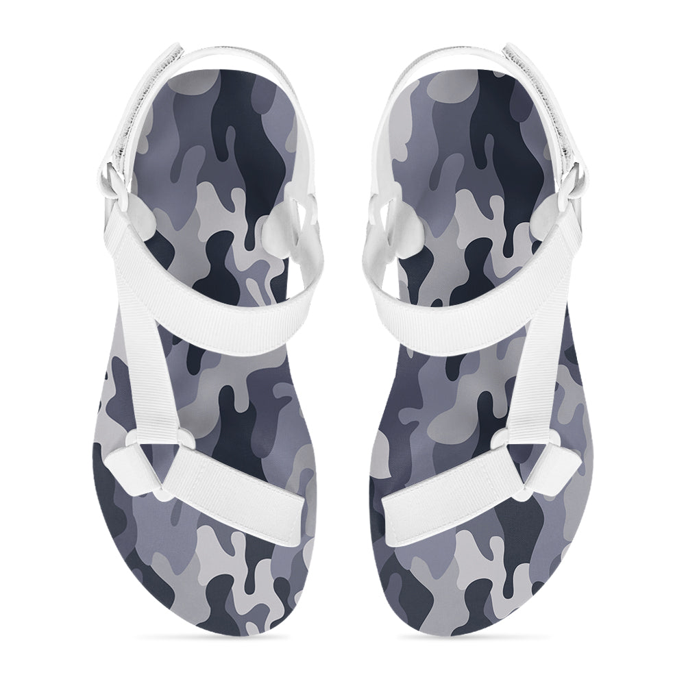 Military Camouflage Army Gray Designed Open Toe Sandals (Slippers)