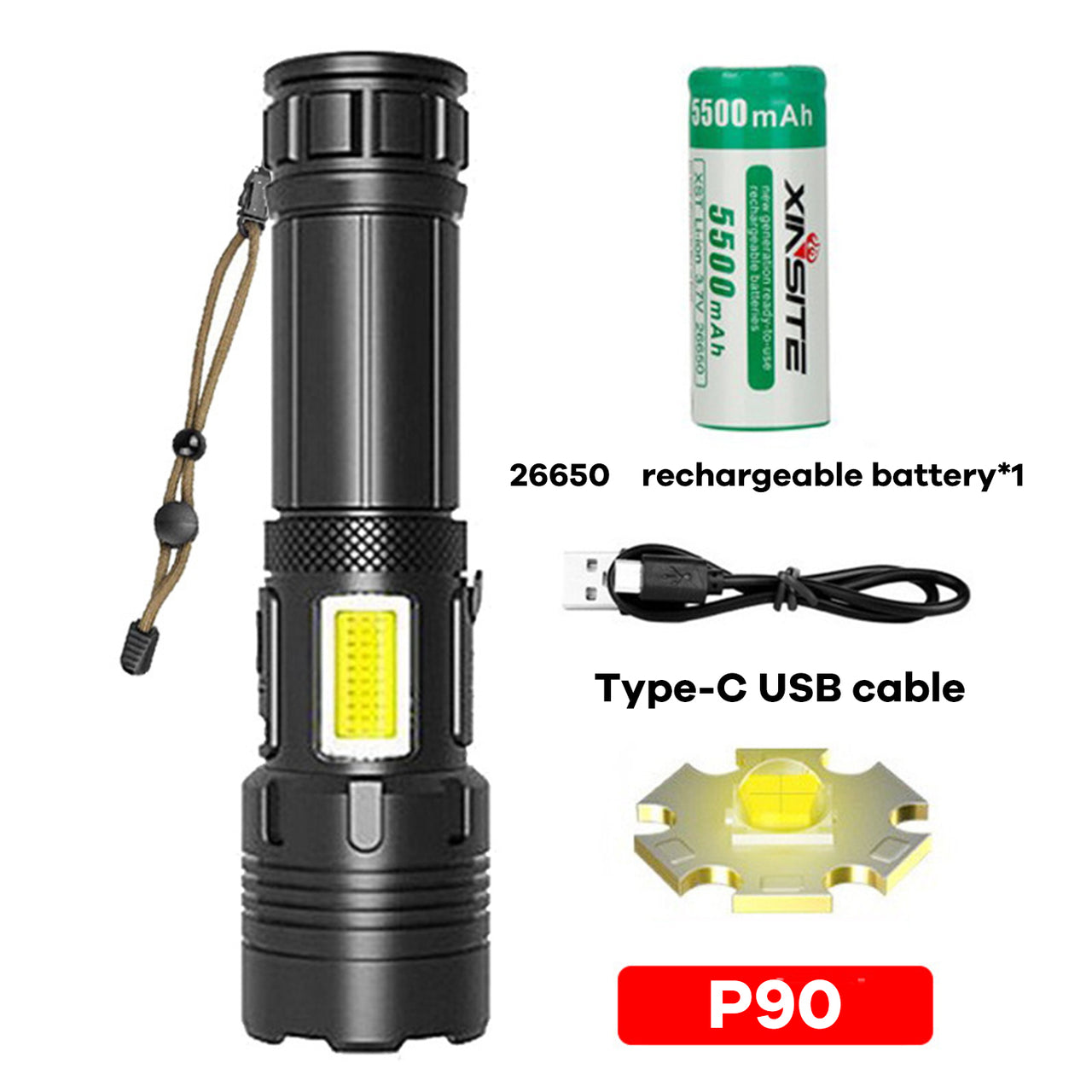 LED 1819 P70 Strong Light Flashlight