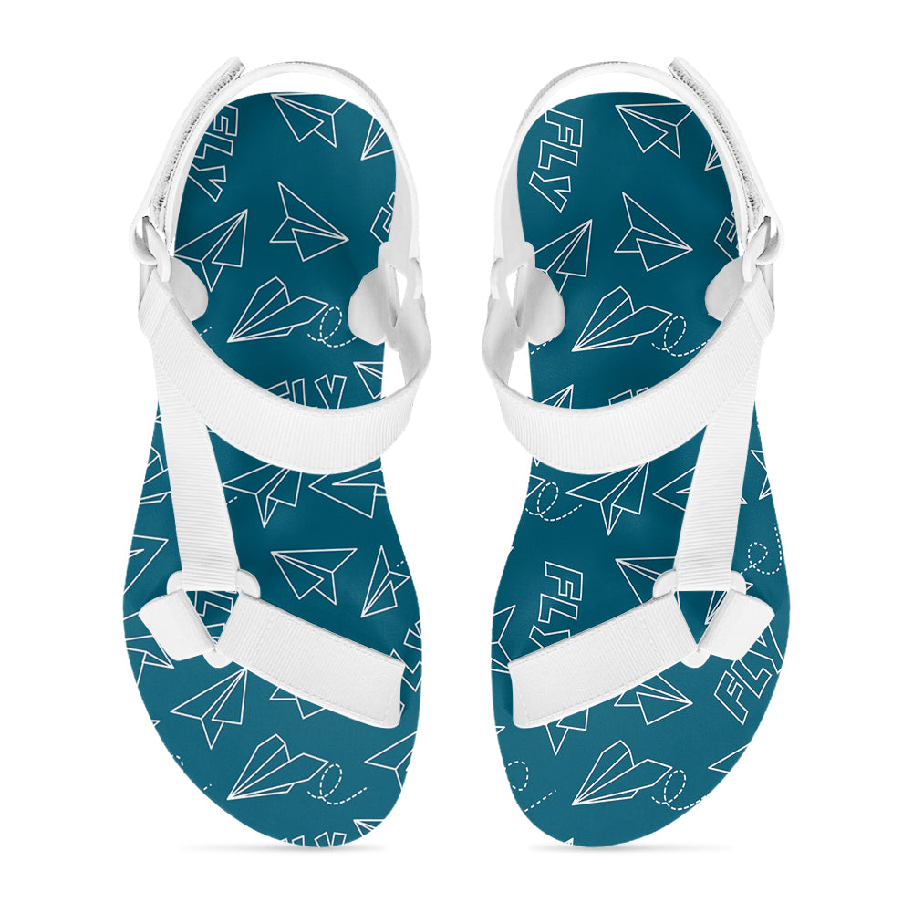 Paper Airplane & Fly Green Designed Open Toe Sandals (Slippers)