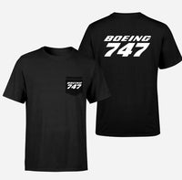 Thumbnail for Boeing 747 & Text Designed Pocket T-Shirts