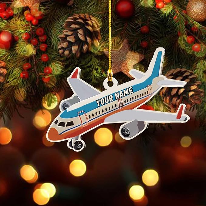 Personalized Airplane  (2) Ornaments for Christmas Tree