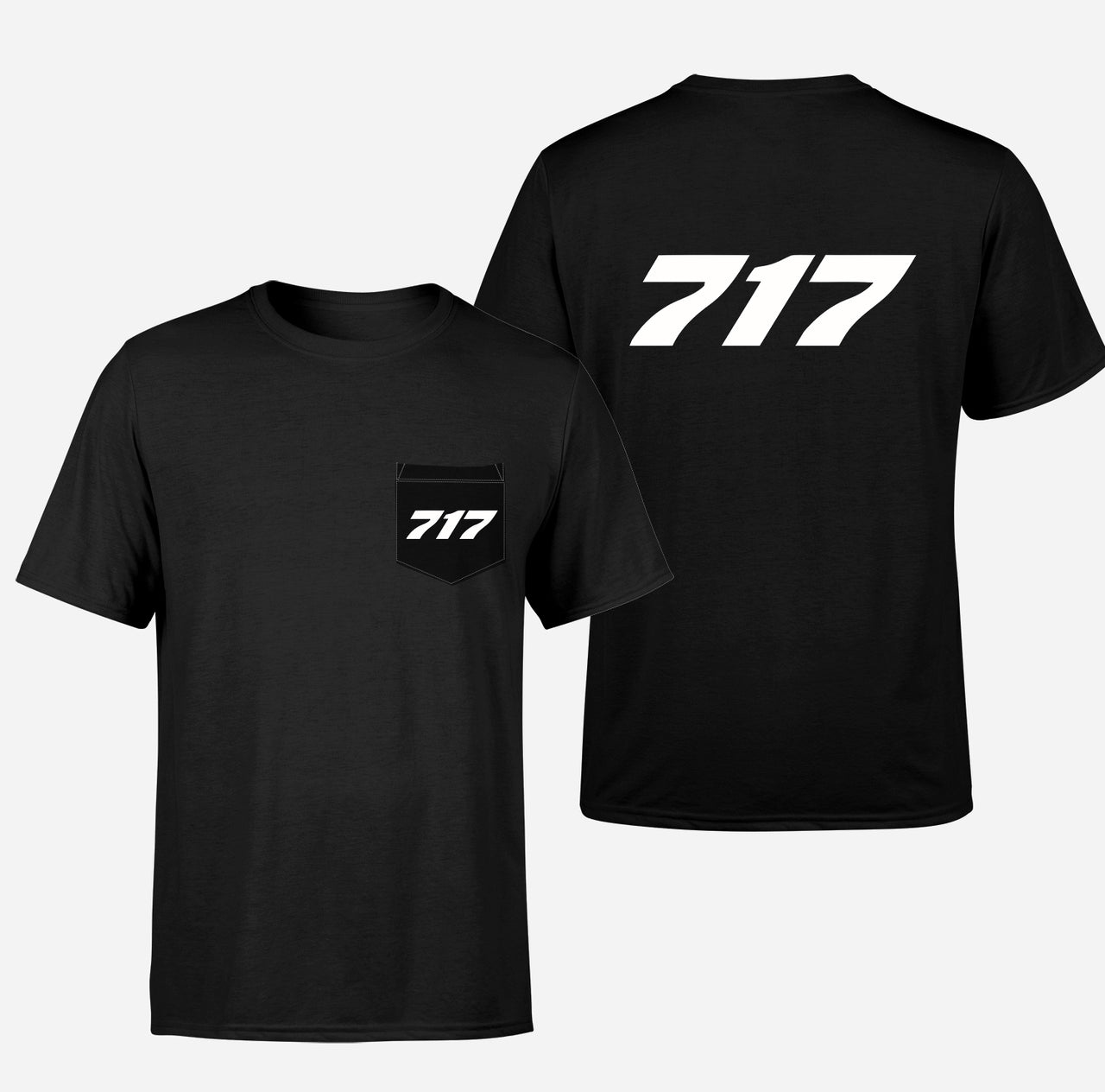 717 Flat Text Designed Pocket T-Shirts