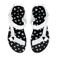 Thumbnail for Paper Airplanes (Black) Designed Open Toe Sandals (Slippers)