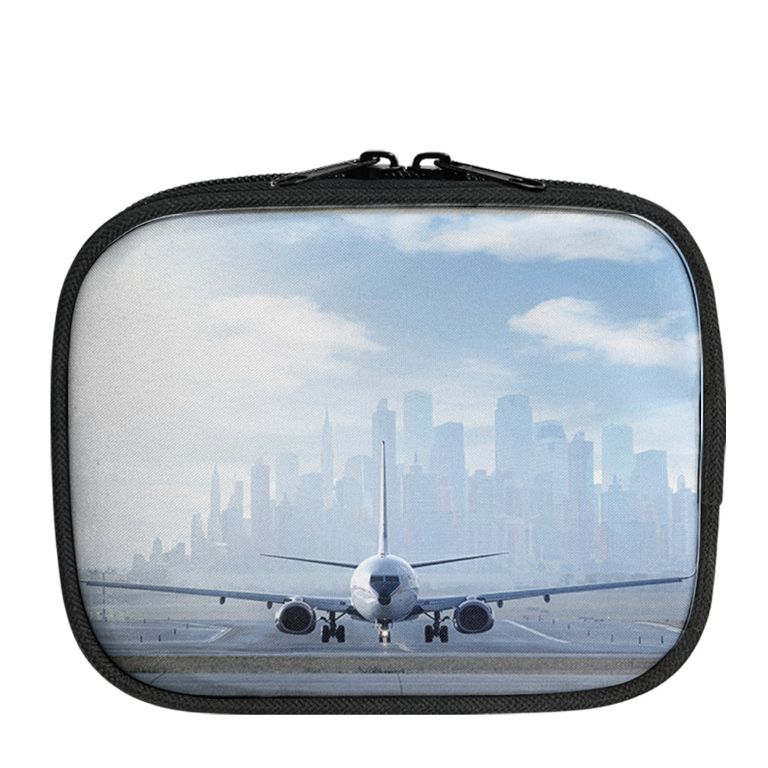 Boeing 737 & City View Behind Designed Travel & Medical Storage Bags