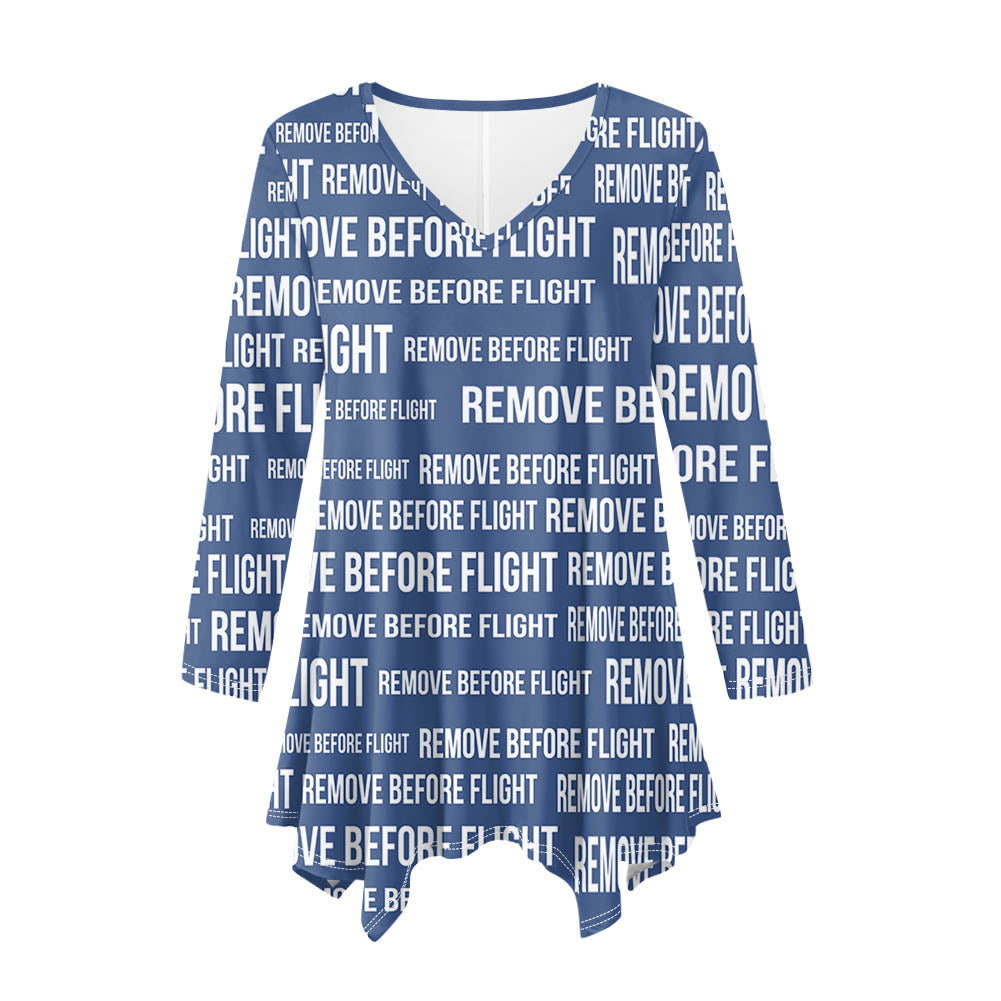 Remove Before Flight 3Blue Designed Women Lrregular V-neck Skirts