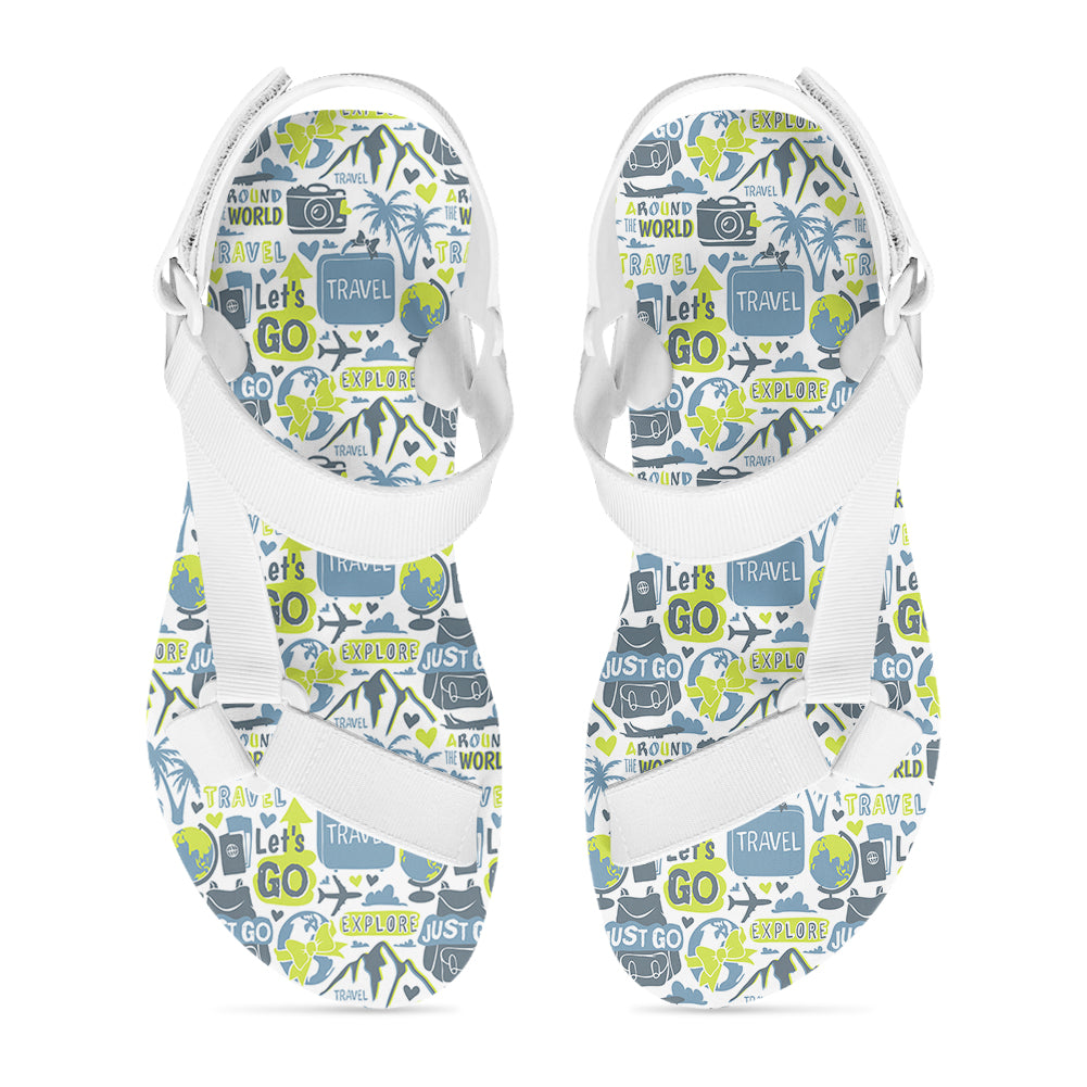 Motivational Travel Badges Designed Open Toe Sandals (Slippers)