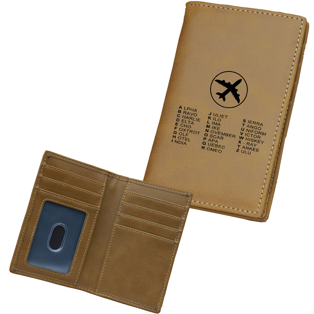 Aviation Alphabet 2 Designed Leather Card Holder Wallets