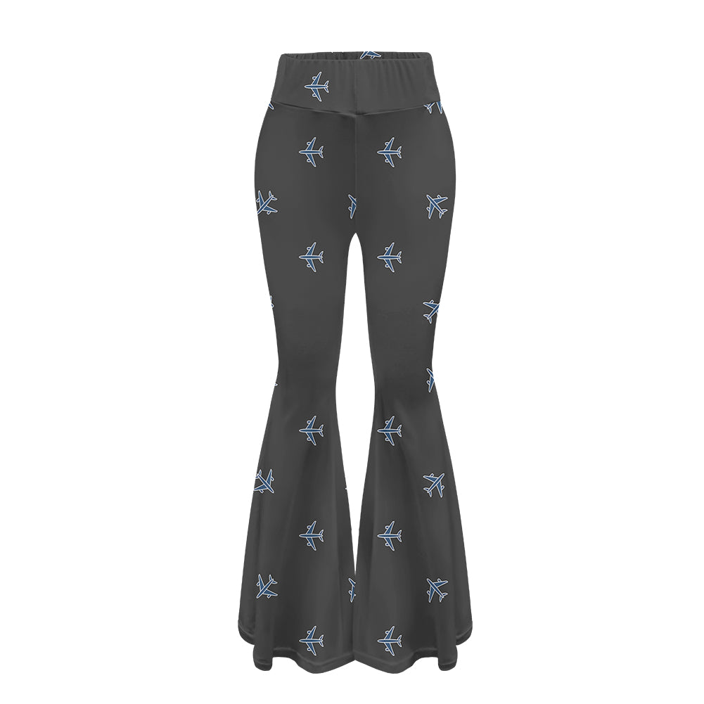 Nice Airplanes (Gray) 2 Designed Women Yoga Flared Pants