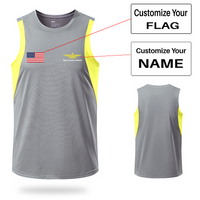 Thumbnail for Your Custom Name & Flag (Badge 3) Designed Sleveless Quick Dry Sports Tank Tops