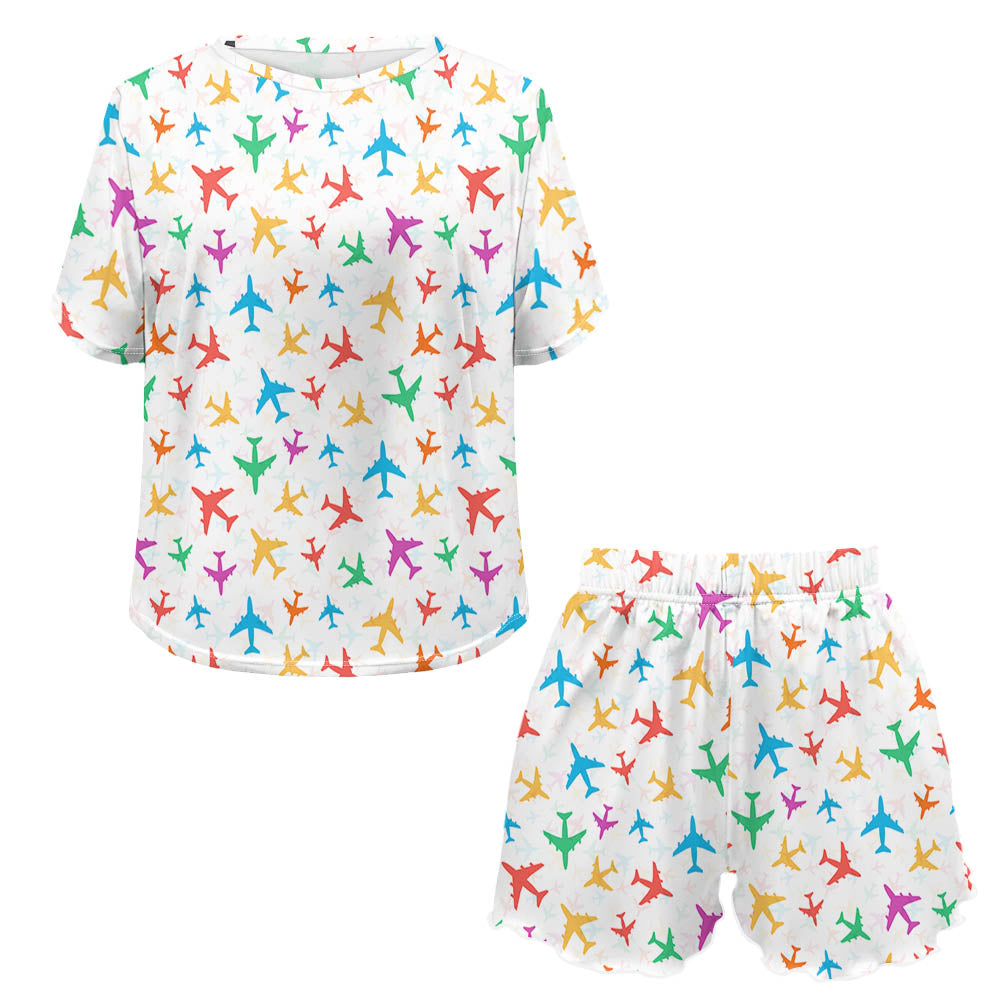 Cheerful Seamless Airplanes 2 Designed Women Summer Home Suits