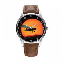 Thumbnail for Amazing Antonov-2 With Sunset Designed Fashion Leather Strap Watches