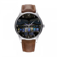 Thumbnail for Airbus A380 Cockpit Designed Fashion Leather Strap Watches