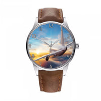 Thumbnail for Airliner Jet Cruising over Clouds Designed Fashion Leather Strap Watches