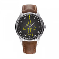 Thumbnail for Airplane Instruments (Heading) Designed Fashion Leather Strap Watches