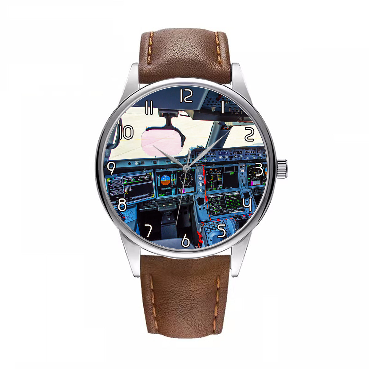 Airbus A350 Cockpit Designed Fashion Leather Strap Watches