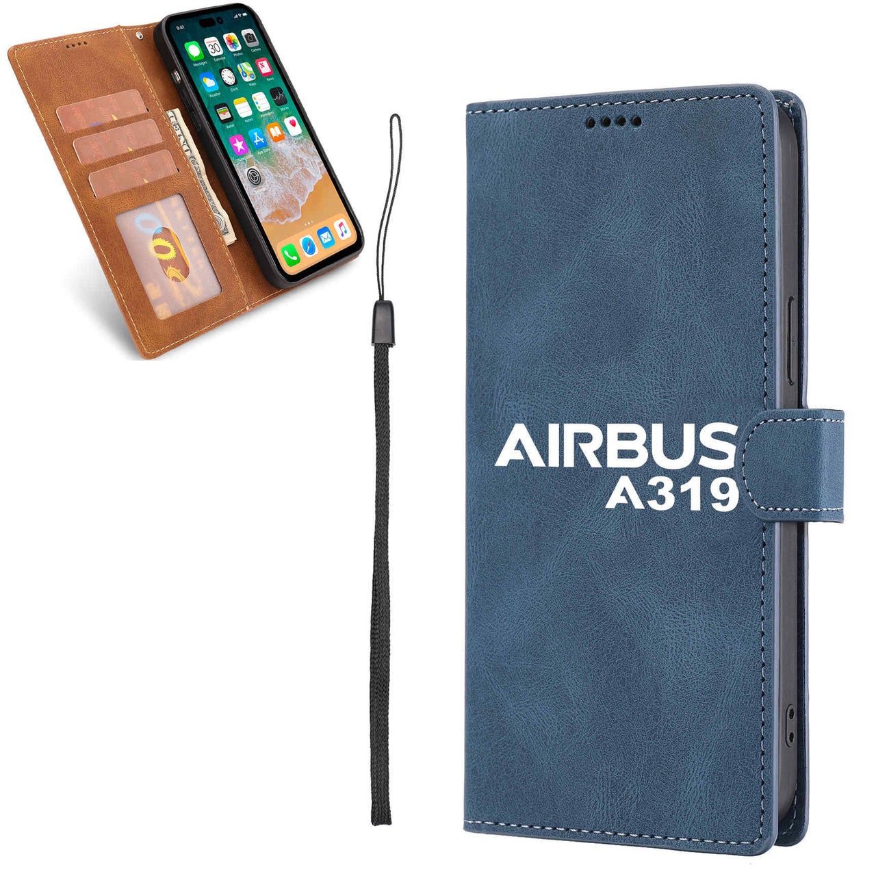 Airbus A319 & Text Designed Leather Samsung S & Note Cases