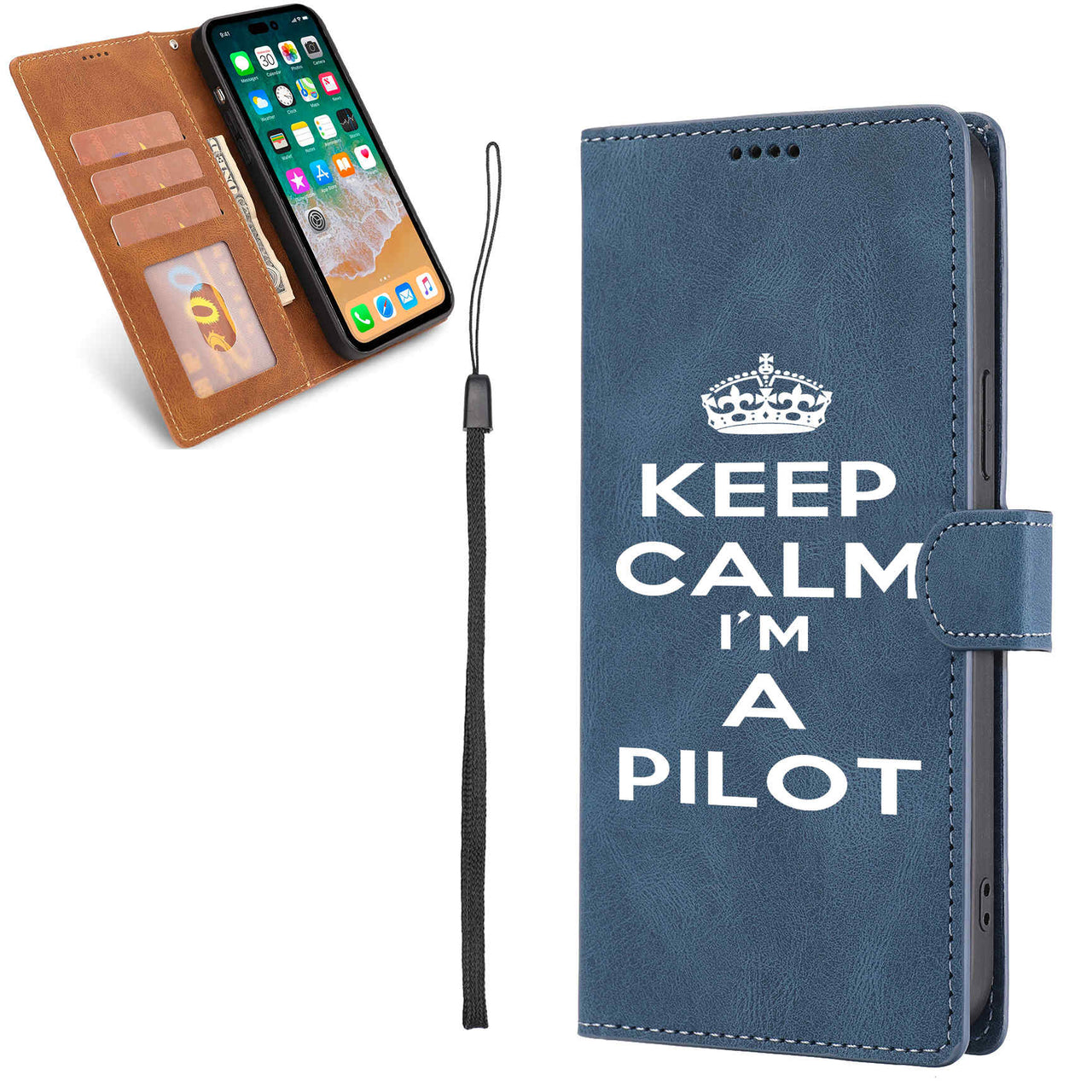 Keep Calm I'm a Pilot Designed Leather Samsung S & Note Cases