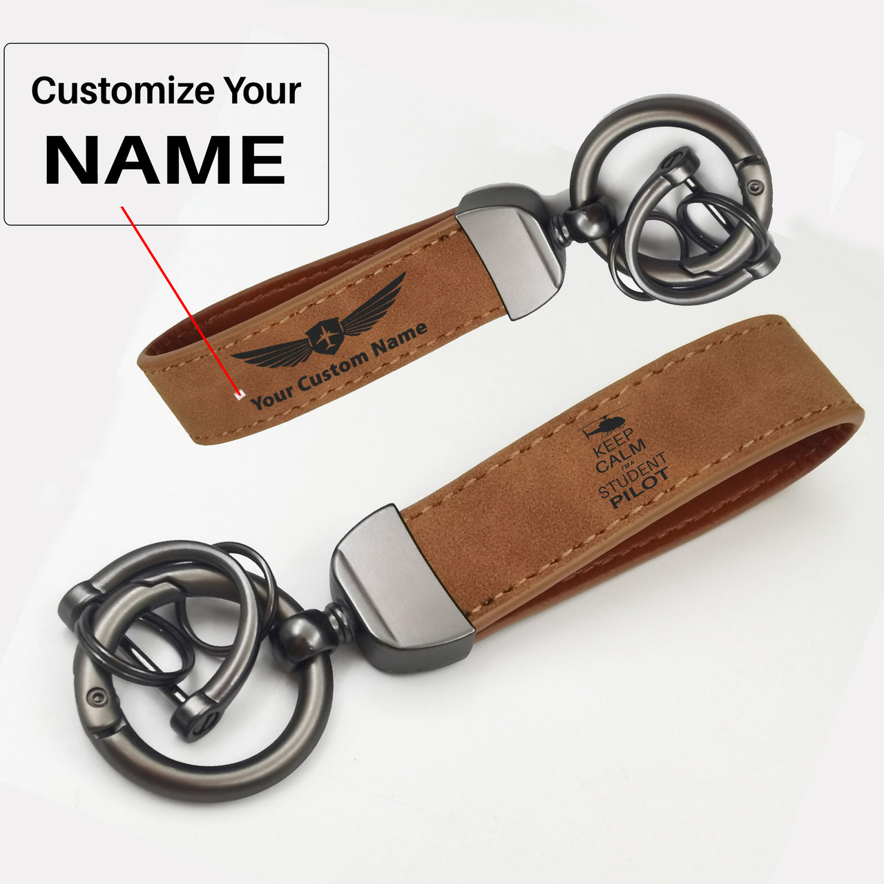 Student Pilot (Helicopter) Design Horseshoe Buckle Key Chains