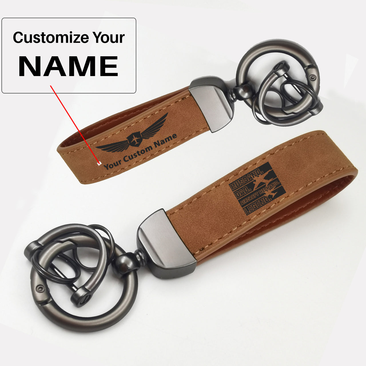 Husband & Dad & Aircraft Mechanic & Legend Design Horseshoe Buckle Key Chains