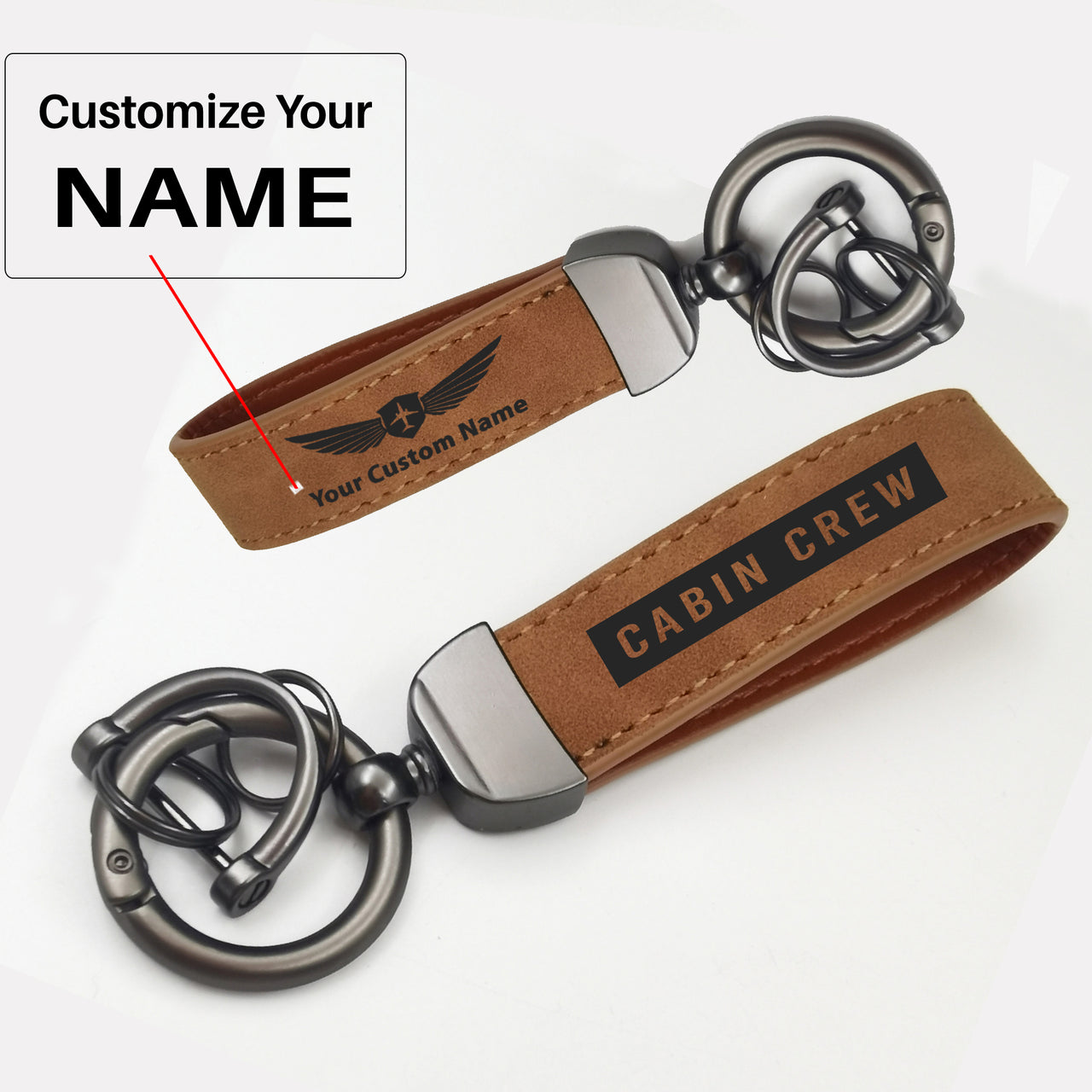 Cabin Crew Text Design Horseshoe Buckle Key Chains